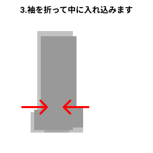 ヒートテックの袖を身ごろ内に畳んだイラスト